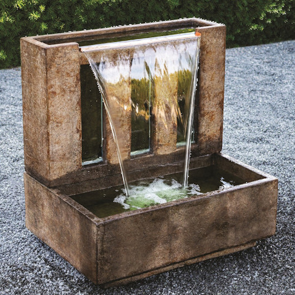 Laguna Wall Fountain is its wide copper spill lighting and pump included